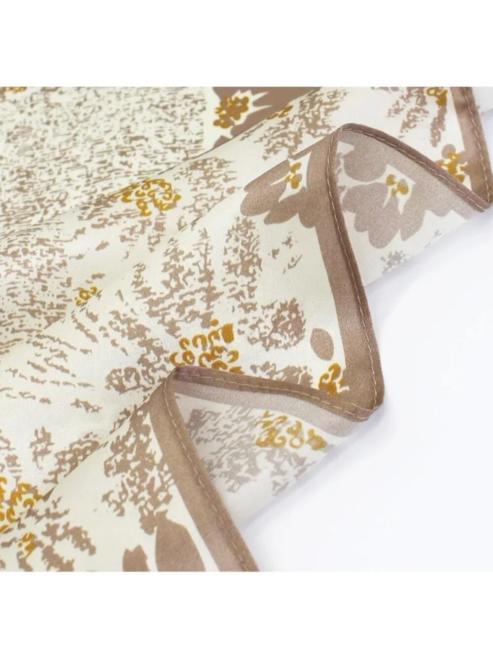 Women's Painting White Square Scarf for Hair Digital Printed Headscarf Silk